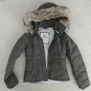 Hollister Feather/Down Fur-Lined Coat (with Hood)